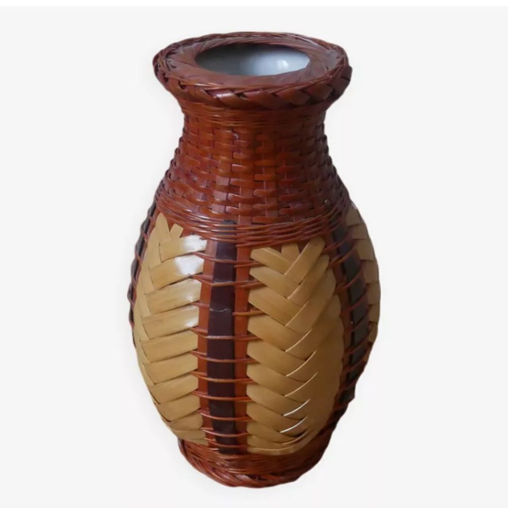 VTG, In Natural Woven Fiber Seramic Handmade Bohemian Country Vase Decore Home